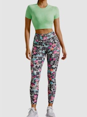 Floral Skull Print Leggings XS NWOT
